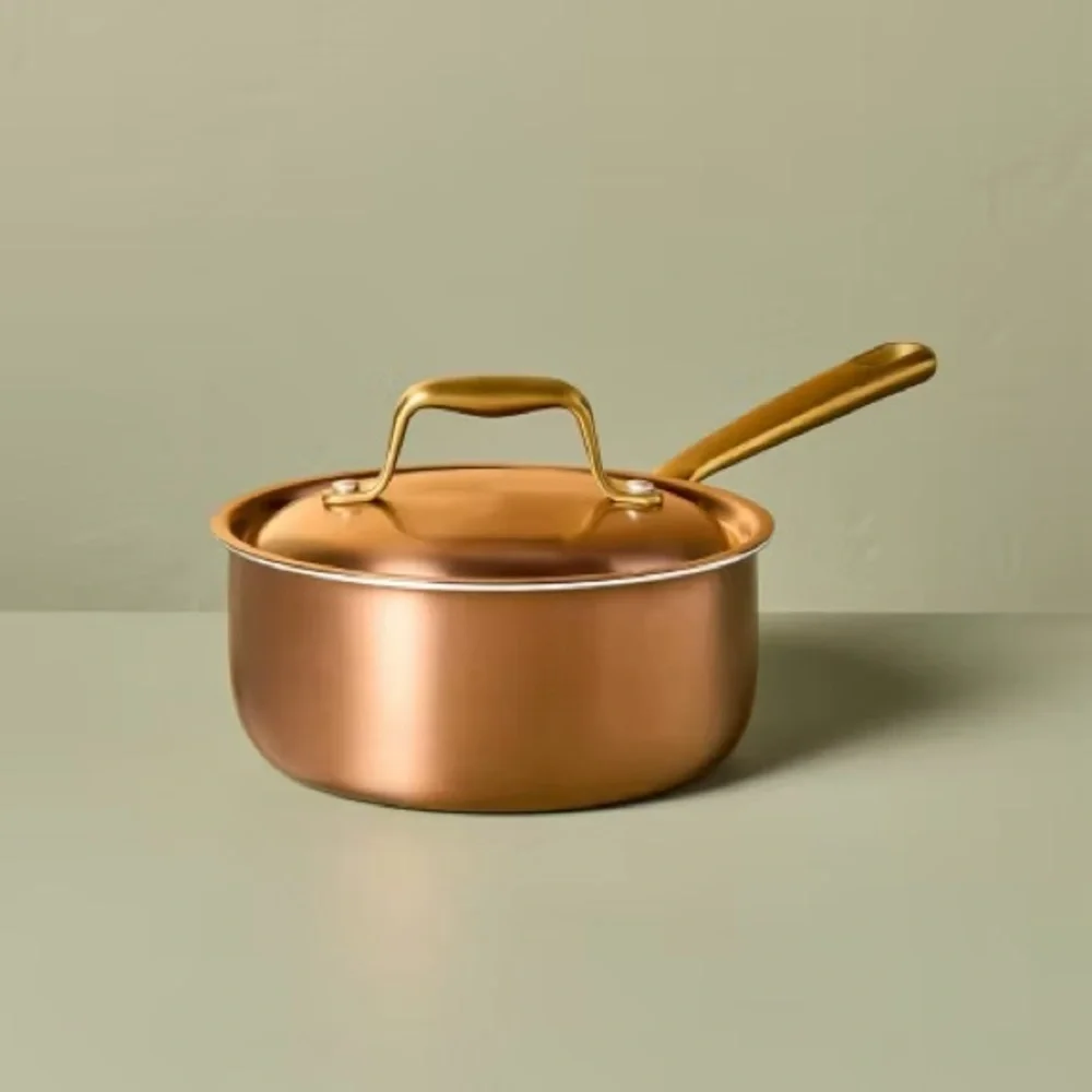 HEARTH & HAND NWT 2pc 7” stainless steel sauce pan -copper -2.1qt